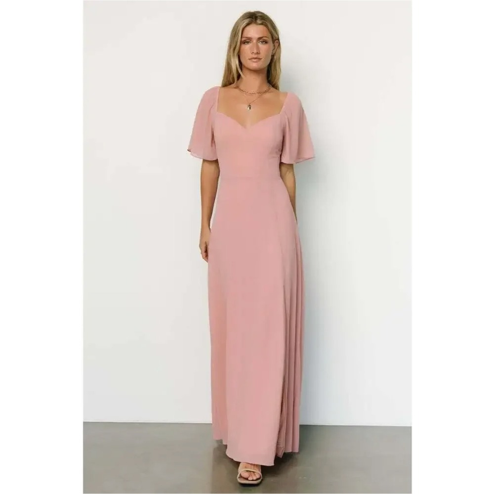 NWT Baltic Born Sierra Maxi Dress M Blush Rose Pink Chiffon Wedding‎ Bridesmaid